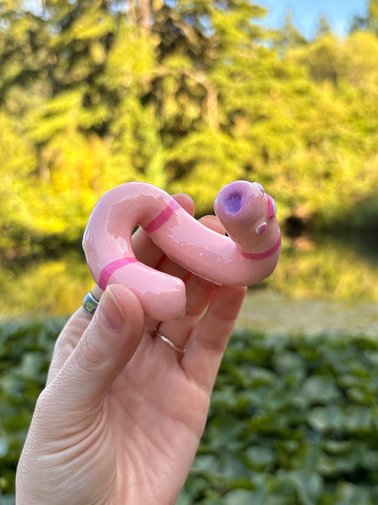 WORM THATS BEEN PECKED BY A BIRD